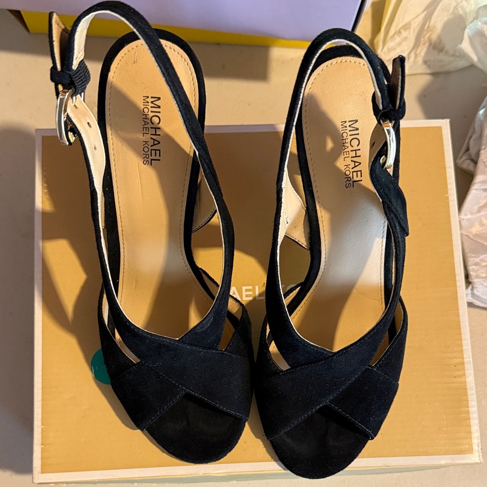 Michael Kors Black Suede Becky Sandal